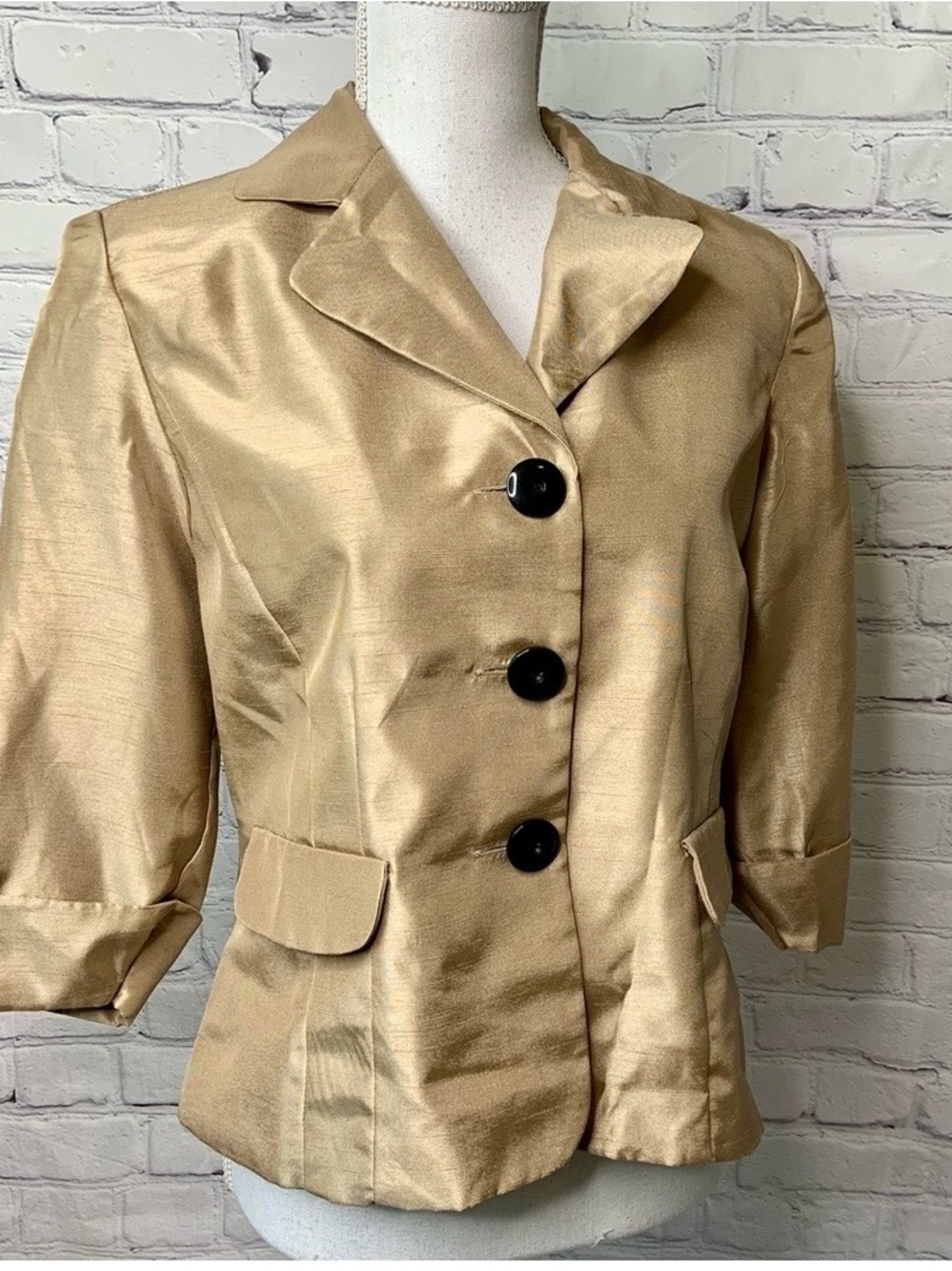 DANA KAY Champaign Gold Metallic Blazer 10